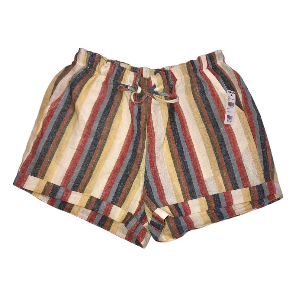 Tilly’s Multi Colored Striped Linen Shorts Size M